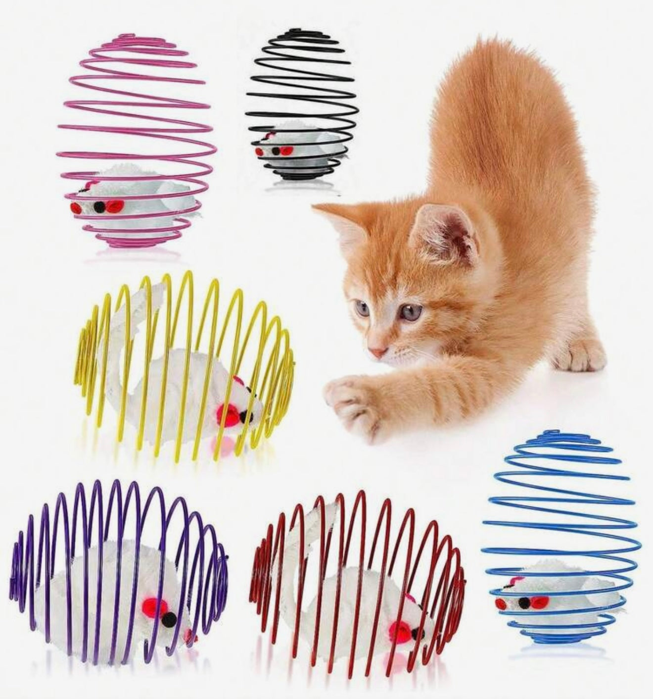 Yoinkin Spring Cage Mouse Toy for Cats (3-pack)