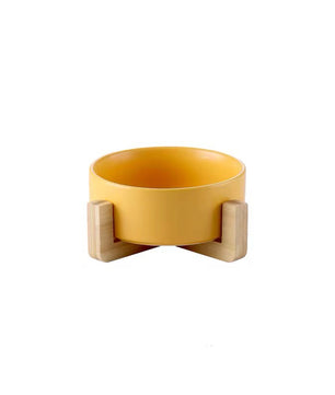 Yoinkin™ Modern Ceramic Pet Bowl with Bamboo Stand