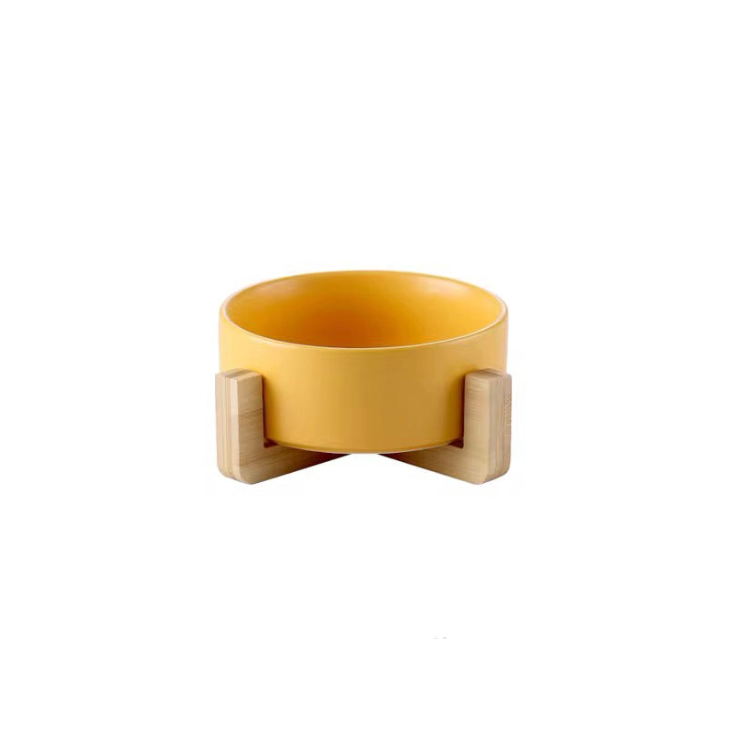 Yoinkin™ Modern Ceramic Pet Bowl with Bamboo Stand
