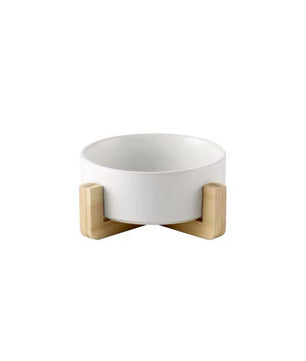 Yoinkin™ Modern Ceramic Pet Bowl with Bamboo Stand