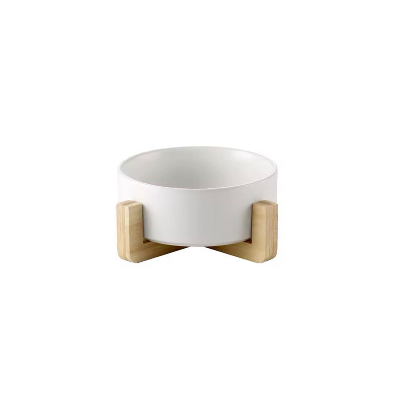 Yoinkin™ Modern Ceramic Pet Bowl with Bamboo Stand
