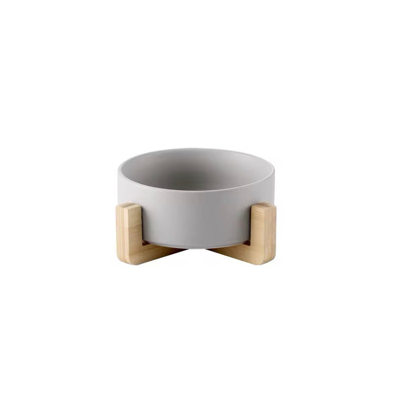 Yoinkin™ Modern Ceramic Pet Bowl with Bamboo Stand