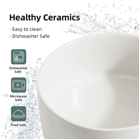 Yoinkin Modern Ceramic Pet Bowl with Bamboo Stand